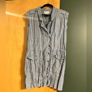 Madewell belted utility dress “denim” look dress. Size L.